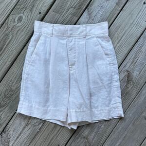 Everlane Women's High Waisted 100% Linen Pleated Shorts Cream Size 2